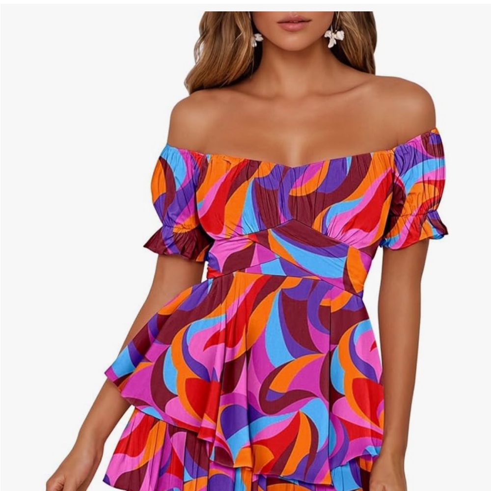 Colorful Off-Shoulder Women's Top